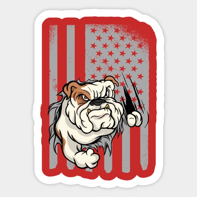 Bulldog American Flag Sticker by Jochen Lützelberger